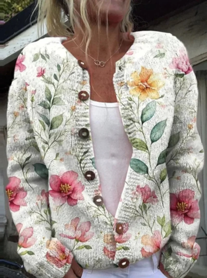 Kenza™ | Stilfuld Blomstret Cardigan med Knapper - Freya Kobenhavn