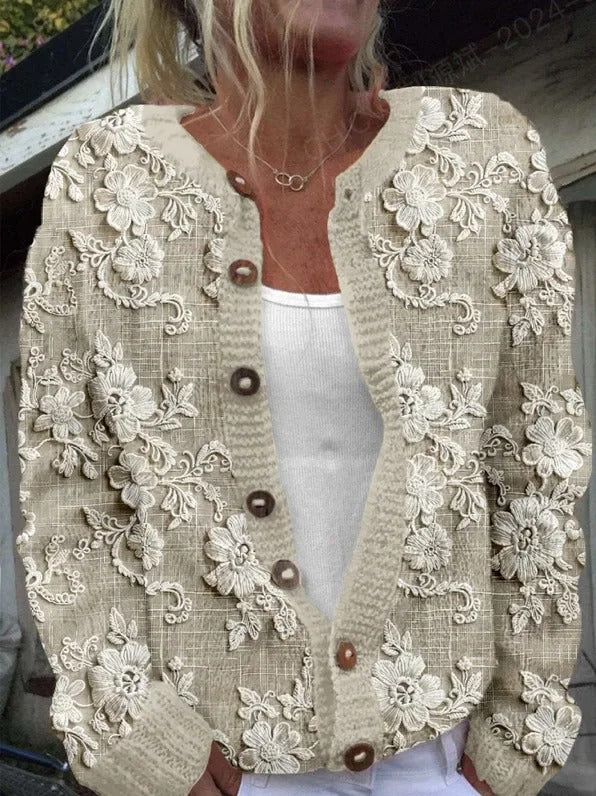 Kenza™ | Stilfuld Blomstret Cardigan med Knapper - Freya Kobenhavn