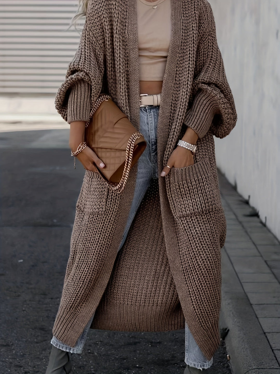 Agnete | Vinter Lang Strikket Cardigan Dame